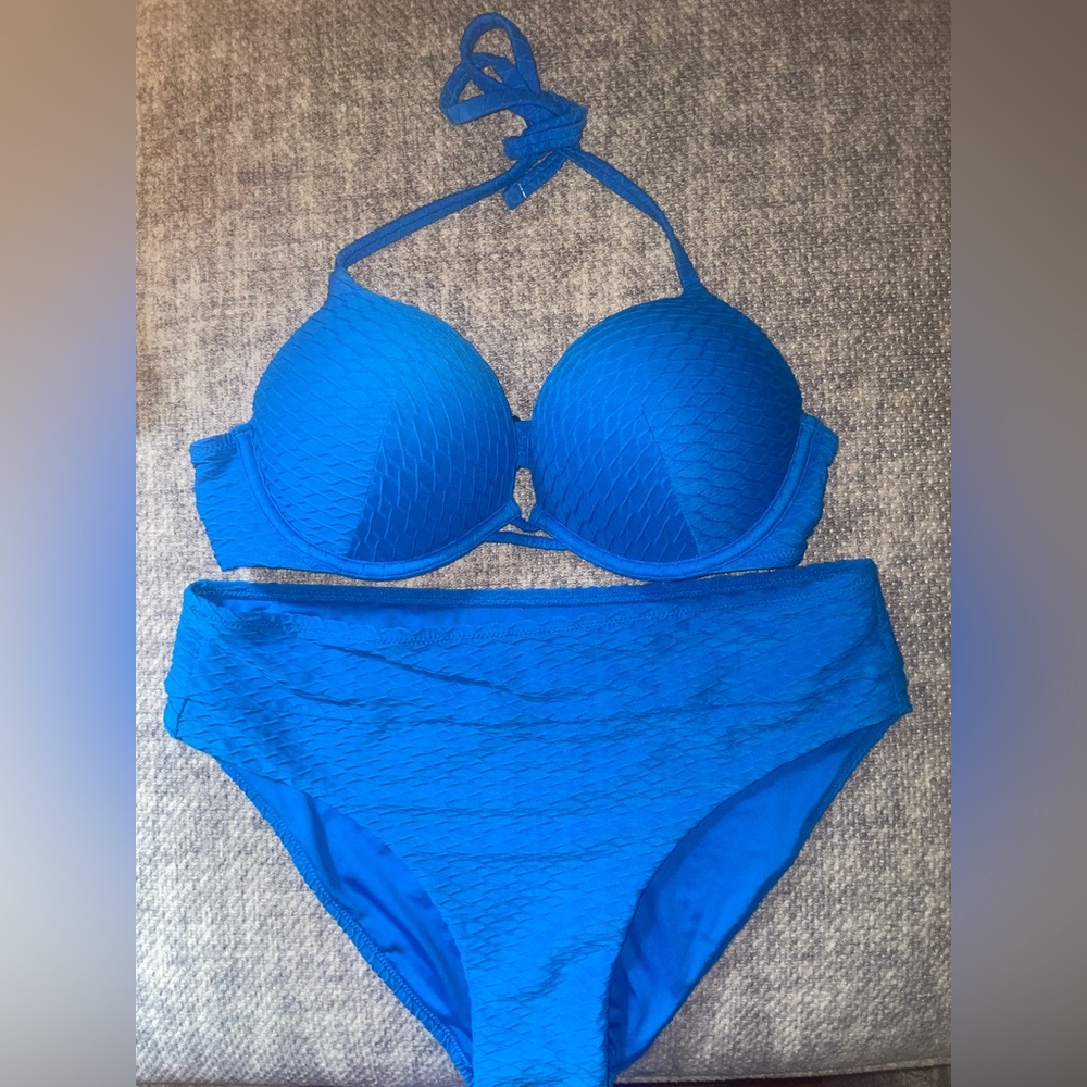 Victoria's Secret Electric Blue Bikini with bombshell top/mid rise bottom